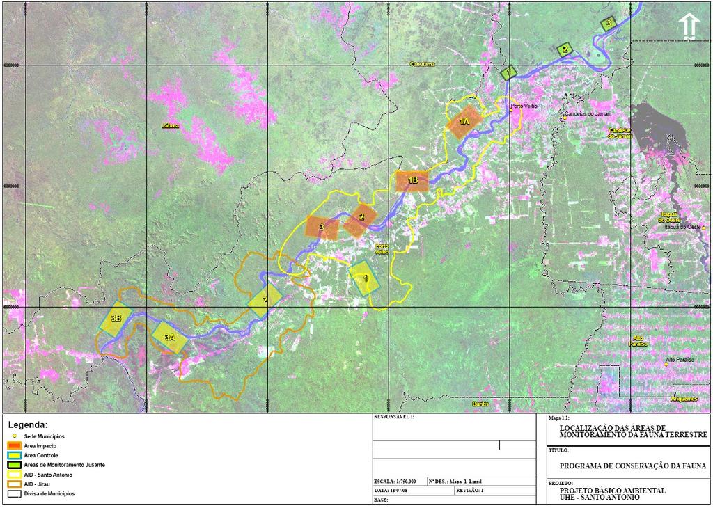 58/146 colocadas três transectos simples a jusante do barramento, sendo que a primeira parcela será replicada a um quilometro de distancia, conforme mostrado na figura 3.