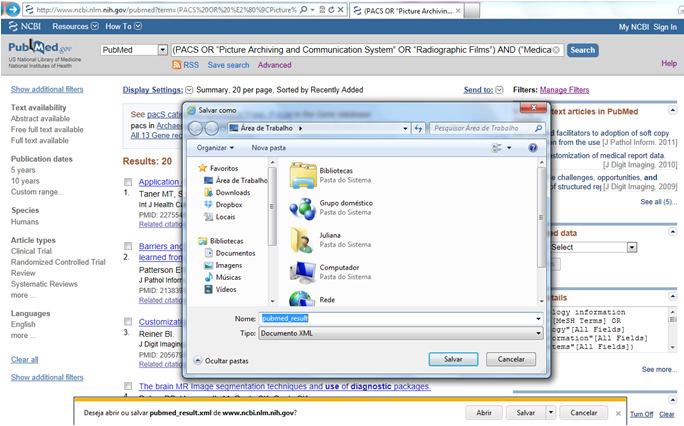 Busca no PubMed Salvando arquivo