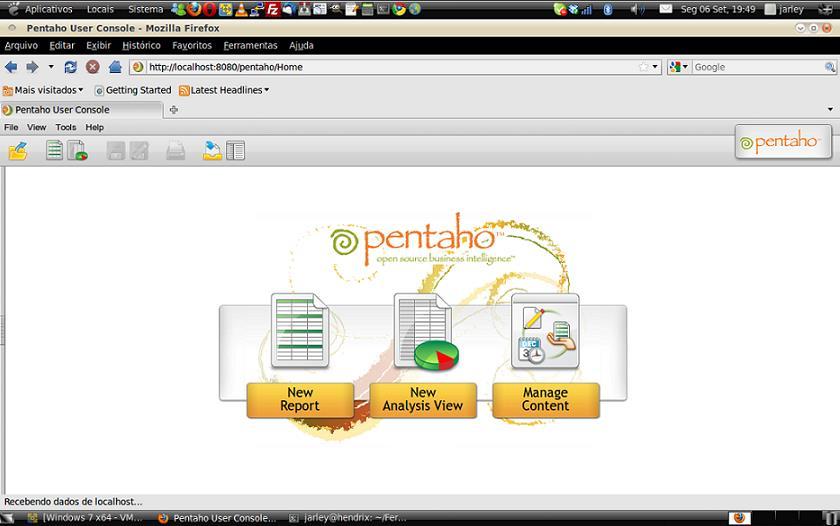 Pentaho BI Suite Um pequeno roteiro para rodar o BI Server Entre com o usuário joe