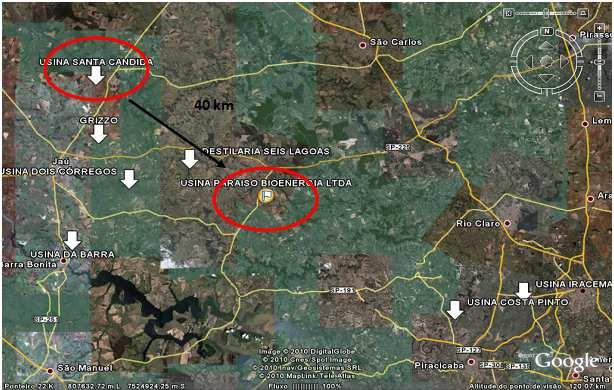 Sinergia Logística (Tonon + ) Apenas 40 km de distância entre as duas usinas.