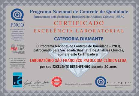 11.6 - CERTIFICADO DE EXCELÊNCIA LABORATORIAL CATEGORIA PLATINA Este certificado pode ser adquirido a preço de custo, pelos Laboratórios Participantes ativos que durante 15 anos de participação