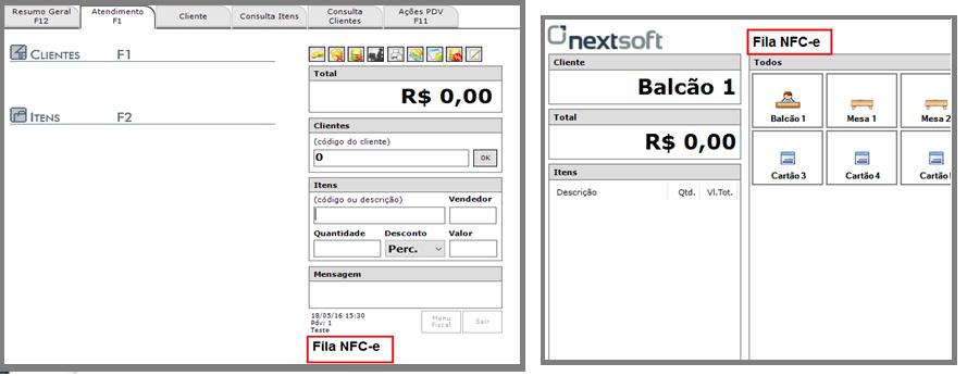 exibir um botão chamado Fila NFC-e.