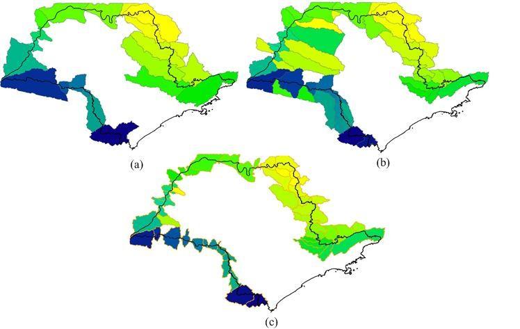 Figura 9.: Bacias que interceptam os limites do ESP para o limiar de (a) 374000, (b) 200000 3 (c) 100000. Figura 10.