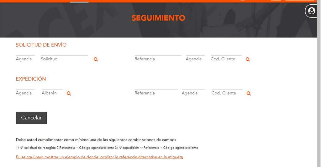 atualizados a outro estilo, sendo que o tratamento de dados é o mesmo. Na nova web, clique em ENVIOS e abrir-se-á um novo menu.