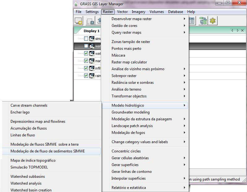 Modelação de Fluxos de sedimentos SIMWE 4 5 6 7,, e 4 :