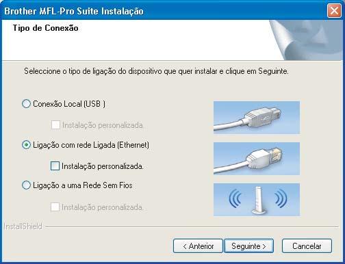 Ree om fios Winows Not Se este erã preer, lique em OK e reiniie o omputor. f Seleione Ligção om ree Lig e lique em Seguinte.