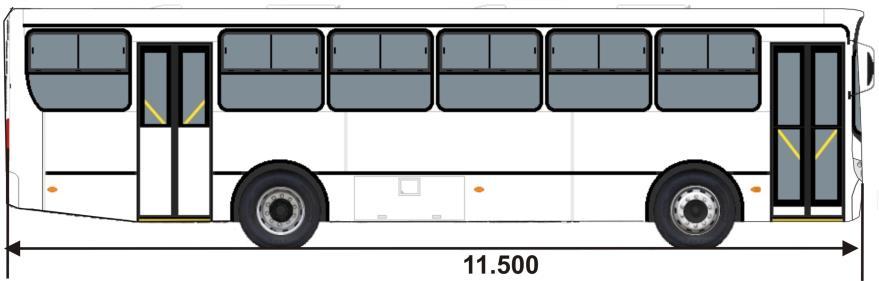 Comprimento total máximo Ônibus M3 Padron (medidas em milímetros) Figura 3 Comprimento total máximo Ônibus