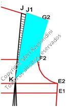 Ligue I1 + B1 + I2 PENCE OMBRO COSTAS 49 J = metade do ombro = 6.0 50 Ligar JI1 com uma reta 51 K = encontrar na reta JI1 o espaço entre as linhas FF2 e EE1. Marque a metade deste seguimento.