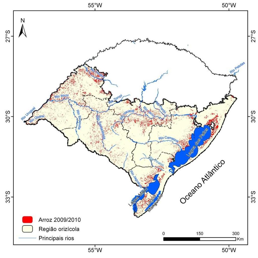 EXEMPLO Área RGB (1000 ha) 400 d = 0,95 r = 0,90* Distribuição espacial da área cultivada com arroz irrigado, estimada através de imagens MODIS, na região orizícola do Rio Grande do Sul durante a