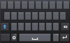 Informações básicas Define as opções para o teclado Samsung Insere letras maiúsculas Insere números e pontuação Apaga um caractere Avança para a próxima linha Insere um espaço Inserir letra maiúscula