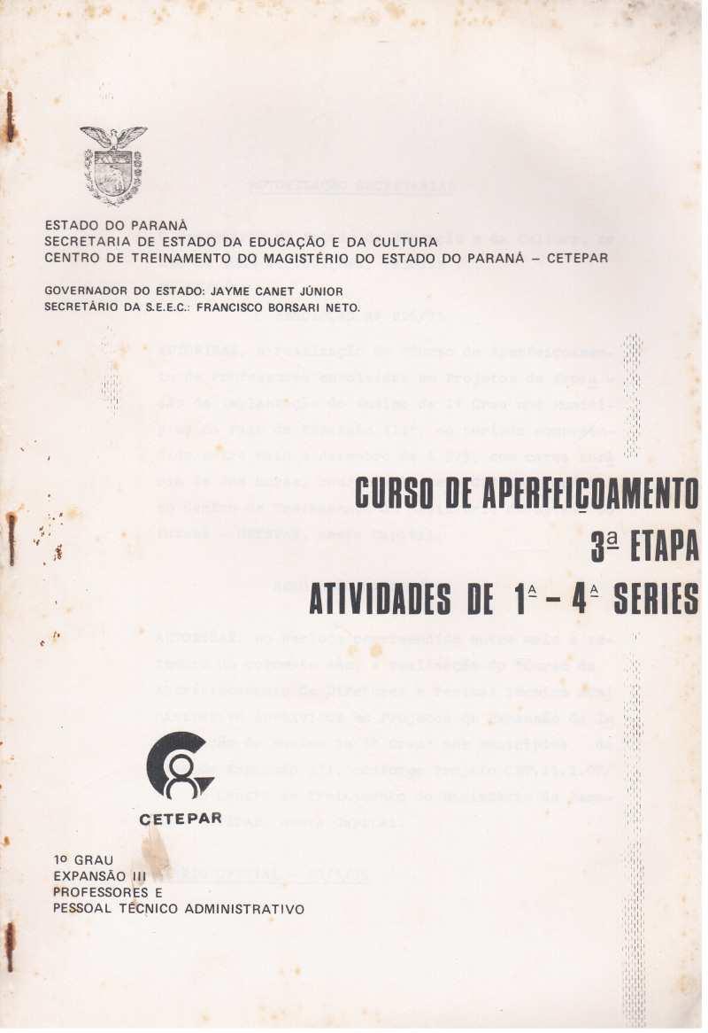 21997 A ação do CETEPAR foi de grande magnitude, pois com a expansão atendeu ao longo de oito anos (1972-1980) a totalidade dos professores e pessoal técnico das escolas paranaenses.
