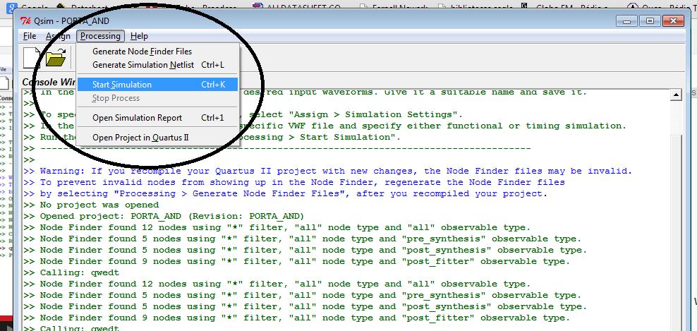 28) Agora vá em processing start simulation: Figura 52 29) O software