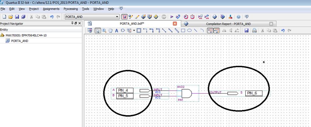 32) Em seguida feche a janela PINPLANE e compile novamente o projeto se aparece a mensagem de sucesso na compilação, as entradas e