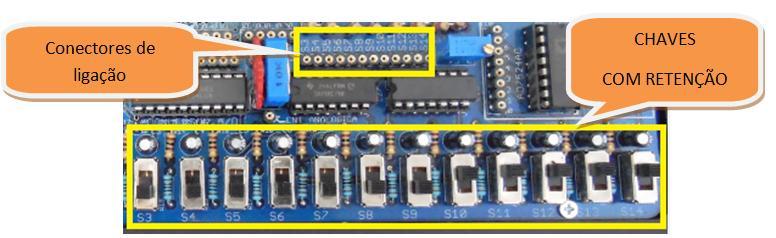 MÓDULO DE ENTRADAS DIGITAIS COM RETENÇÃO O Módulo de chaves com retenção é composto por 12 chaves (S3 à S14), que possuem filtros RC em cada uma para que não promova ruído no circuito devido ao