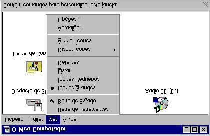 Iniciar o Windows 95 Para abrir e fechar menus siga os seguintes passos: 1. Na barra de tarefas, clique no botão O Meu Computador.