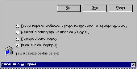 Trabalhar com o Windows 95 TERMINAR UMA SESSÃO DE WINDOWS 95 Quando terminar uma sessão de trabalho no Windows 95 não deve desligar o computador até que saia correctamente do Windows.
