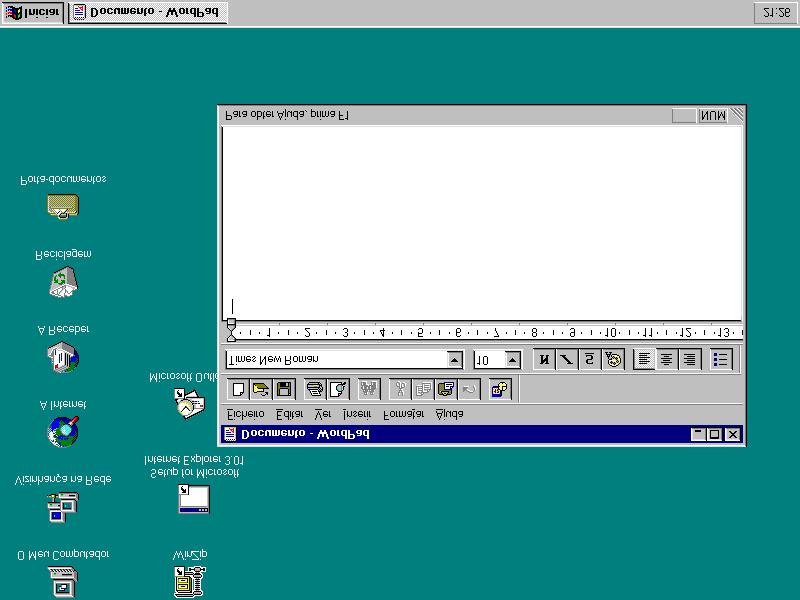 Trabalhar com o Windows 95 WordPad na Barra de Tarefas Programa WordPad PROCURAR DOCUMENTOS NO WINDOWS 95 Toda a informação no computador está armazenada em ficheiros, individualmente designados por