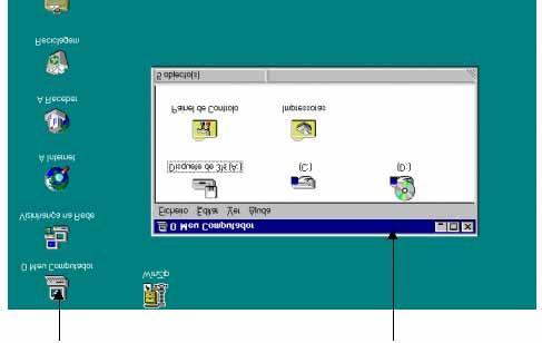 Trabalhar com o Windows 95 Reciclagem O ícone Reciclagem prepara os ficheiros e pastas para serem eliminados definitivamente do computador.