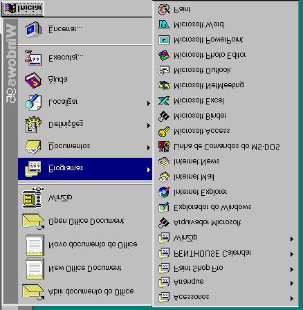 Personalizar o Windows 95 Remover comandos do menu Programas É também possível remover comandos do menu Programas. Pode, por exemplo, remover os comandos dos programas que não utiliza muito.