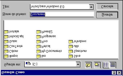 Elaborar um Trabalho com o Windows 95 Escrever, gravar e dar nome a um documento Na área de escrita do WordPad existe um ponto de inserção a piscar (também chamado cursor).