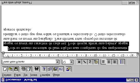 Elaborar um Trabalho com o Windows 95 Mais tarde, se desejar voltar a gravar o documento utilizando o mesmo nome, clique, na barra de menu, em Ficheiro e depois escolha a opção Guardar.