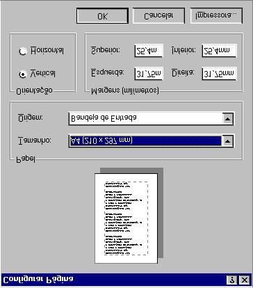 Elaborar um Trabalho com o Windows 95 Configurar as margens Como toque final ao documento, talvez necessite de proceder a alterações à configuração das margens.