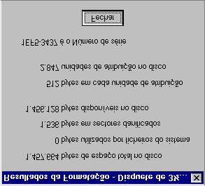 Sistema de Ficheiros A caixa de mensagem Resultados de Formatação informa-o do espaço livre na disquete, de quantos bytes são utilizados por ficheiros de sistema e por sectores em mau estado.