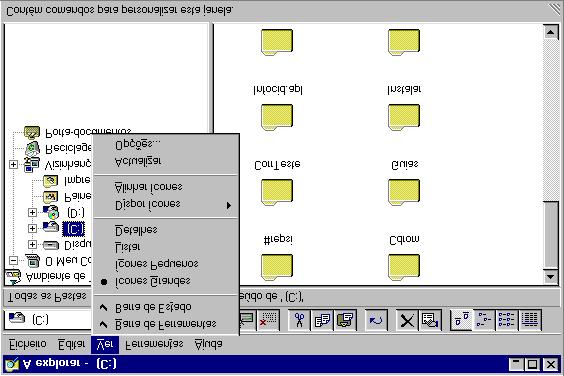 Sistema de Ficheiros 1. Com o Explorador do Windows aberto, clique na barra de menu na opção Ver. O menu Ver abre.