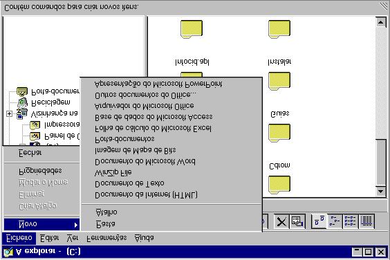 Sistema de Ficheiros Para criar uma nova pasta siga os seguintes passos: 1. No painel esquerdo do Explorador do Windows clique na pasta onde deseja criar uma nova pasta. 2.