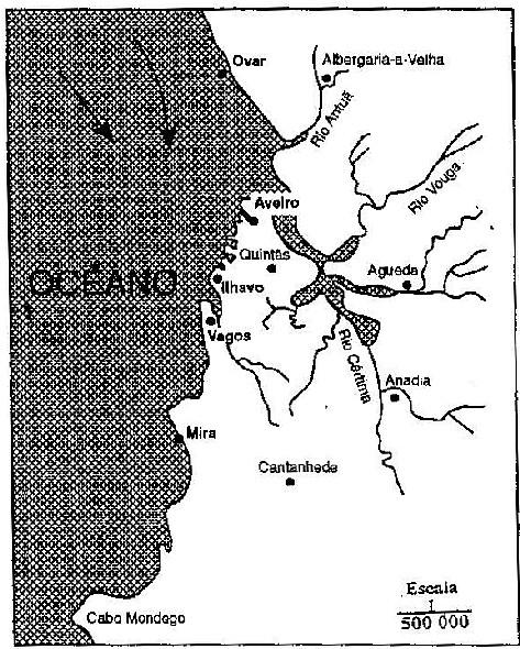 Figura 4 Reconstituição da costa entre Espinho e o Cabo Mondego.