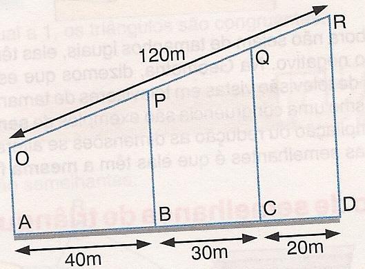 A medida do segmento PQ, OP e QR em metros, é: 20) Uma antena de