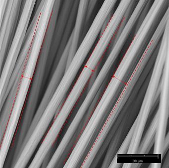 É possível ver através da Figura 38 o surgimento de ondulações ao longo da superfície da fibra de carbono.