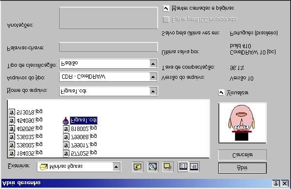 Abrindo um documento CorelDRAW 10 Para abrir um documento, escolha a opção Abrir do menu Arquivo para abrir um arquivo com desenho ou a opção Novo para abrir um arquivo em branco.