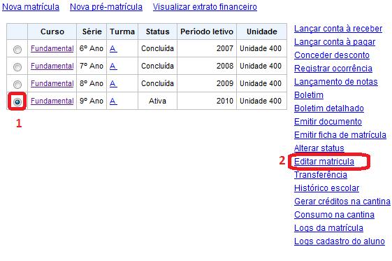 3 Troca de turma quando as aulas ainda não iniciaram Essa opção é para os alunos que estão com status de matricula como Matriculado ou Ativo e a turma ainda não iniciou nas aulas.