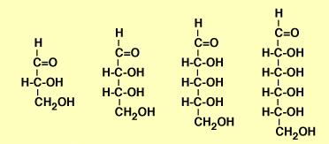Monossacáridos ou oses Os glúcidos mais simples