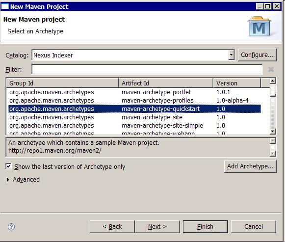 Using Eclipse Plugin (Archetypes) The Maven Archetype Plugin is embedded in Eclipse IDE New Maven project allows to create new project using Maven Archetypes.