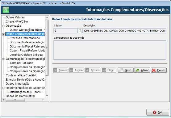 Lançamentos Fiscais Menu Movimentos / NF Entradas e Saídas Botão Informações