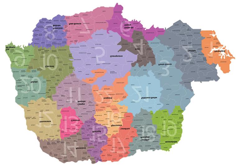 GABARON, D. de A.; OTUTUMI, L. K.; PIAU JÚNIOR, R. 35 Figura 1: Mapa do estado do Paraná, Brasil, demonstrando a localização das 22 Regionais de Saúde do Estado. Fonte: PARANÁ, 2014.