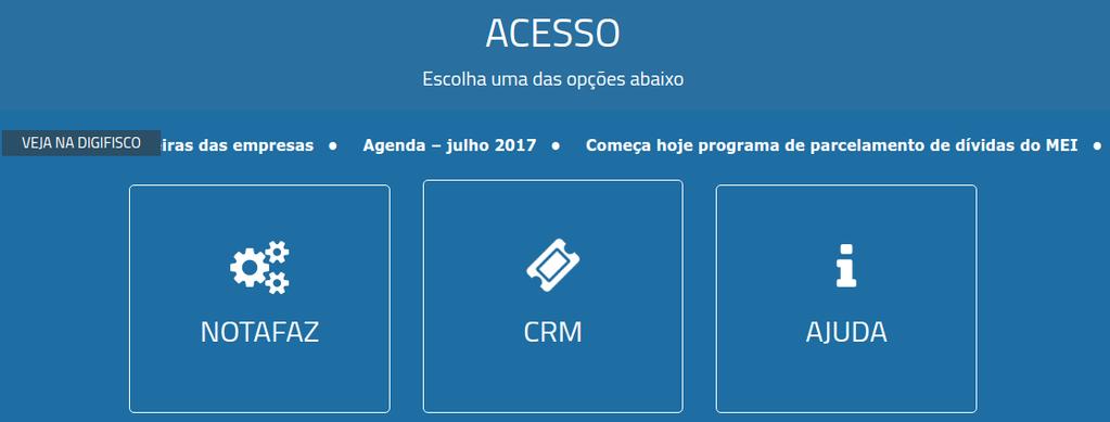 2. Acesso ao sistema Acesse o sistema pelo link http://www.varitus.com.br/acesso/. Clique em Notafaz.