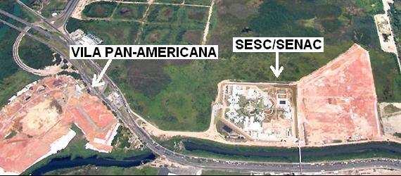 Figura 2.12 Local de construção do SESC/SENAC com indicação do local das obras da Vila Pan-Americana (adaptado de SPOTTI, 2006). 2.7.1 ALEXIEW et al.