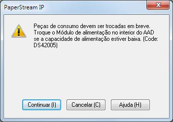 Capítulo 8 Mensagens de limpeza ou troca das A seguinte mensagem poderá ser exibida durante a utilização do : Mensagem de exemplo da substituição de Mensagem de exemplo para limpeza Verifique a