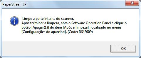 Contudo, é recomendado que a peça de seja substituída o mais rápido possível. Para suspender a digitalização e substituir a peça de, clique o botão [Cancelar].