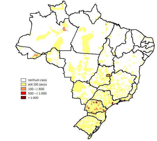 6 Figura 2. Distribuição dos casos de SRAG confirmados para influenza A/H1N1 2009 por semana epidemiológica de início dos sintomas. Brasil, SE 16/2009 a SE 52/2011. Fonte: SINAN Influenza Web/SVS/MS.