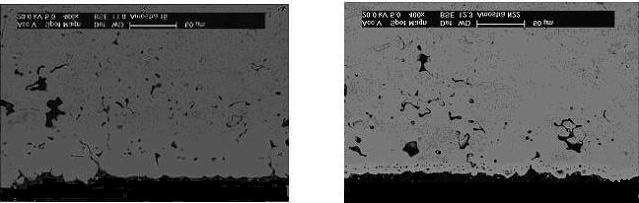Resultados e discussão 66 (a) (b) FIGURA 4.15: Micrografias da camada de difusão superficial nas amostras A2 e A3, mostradas no gráfico 4.