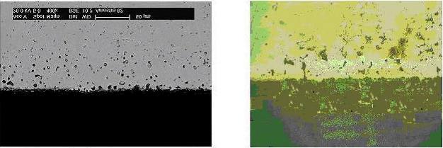 23 (Microscopia ótica: 500x): (a) configuração ânodo (60 minutos); (b) configuração ânodo/cátodo (30