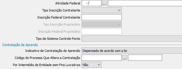 TERCEIROS \ CONFIGURAÇÕES OUTRAS EMPRESAS ATIVIDADE FEDERAL Preencher com o código do CNAE conforme tabela instituída pelo IBGE, referente a atividade econômica preponderante do estabelecimento.