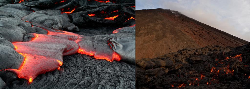 205 9.4.2 Lava A lava pode apresentar diversas feições, observáveis durante o seu extravasamento e que são função principalmente de sua viscosidade e da composição química do magma.