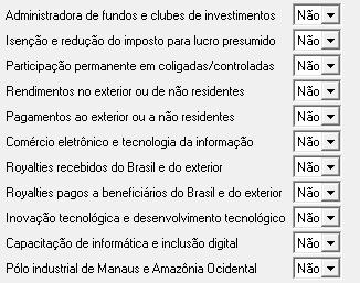 3 Parâmetros Complementares Nesse grupo de parâmetros vamos tratar dos Parâmetros Complementares da ECF, que alimentam o registro 0020.