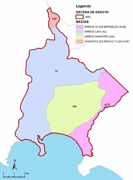 5.9 SES LAMI O Sistema de Esgotamento Sanitário Lami compreende as Bacias dos Arroios Lami (AL), Manecão (AM), Chico Barcelos (ACB) e Nascente do Arroio Fiúza (NAF),