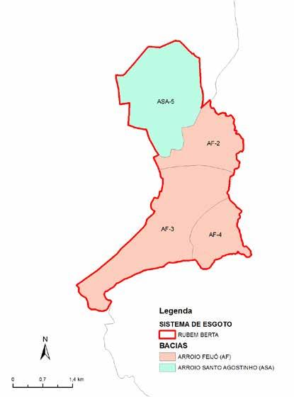 5.2 SES RUBEM BERTA O Sistema de Esgotamento Sanitário Rubem Berta é constituído parcialmente pelas bacias hidrográficas dos arroios Santo Agostinho (ASA-5) e Feijó (AF-2, AF-3 e